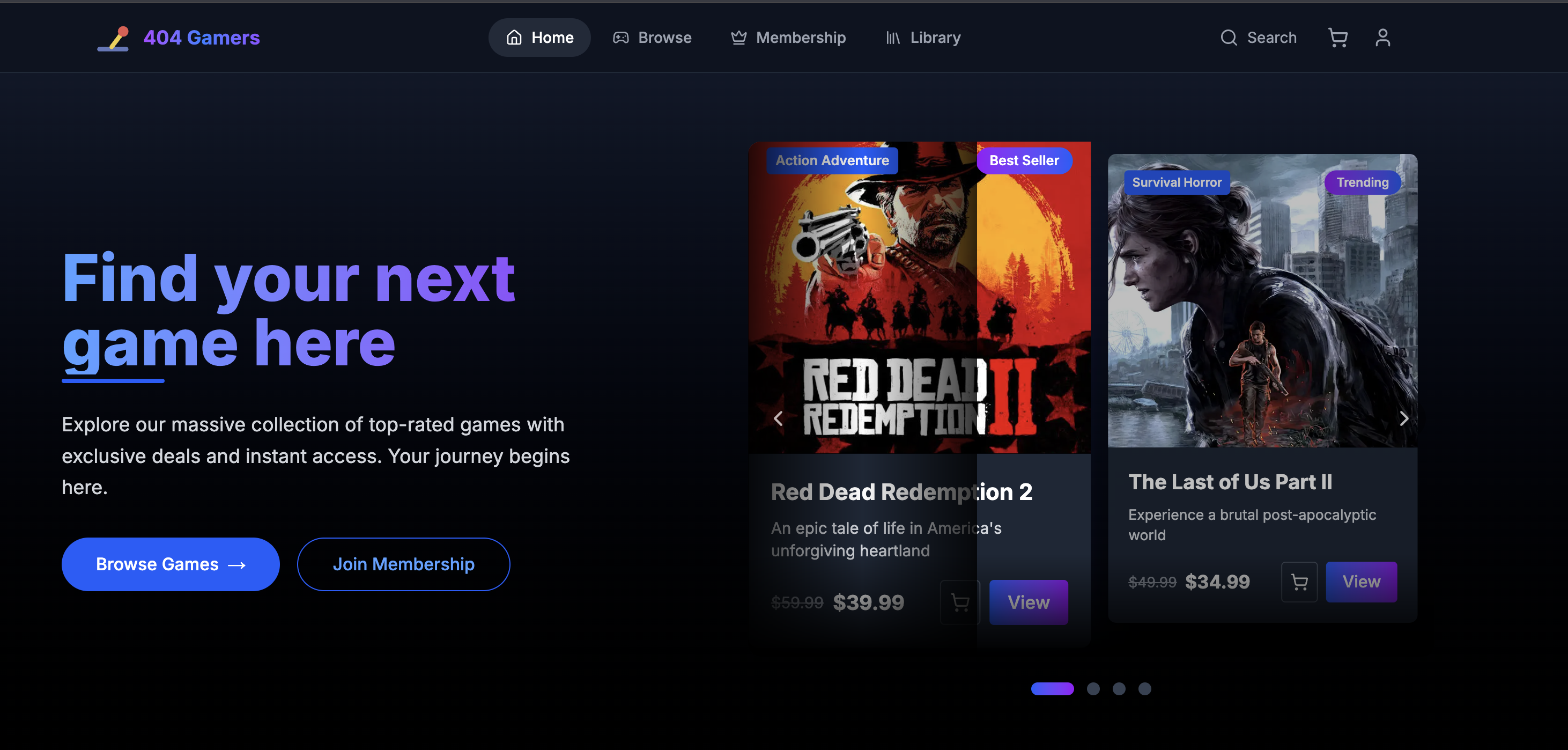 Game Discovery Web Application (404 Gamers)